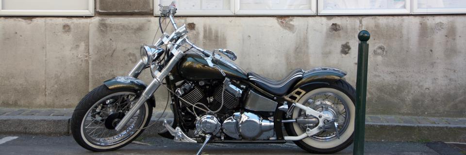 Customized Suzuki Intruder in French village