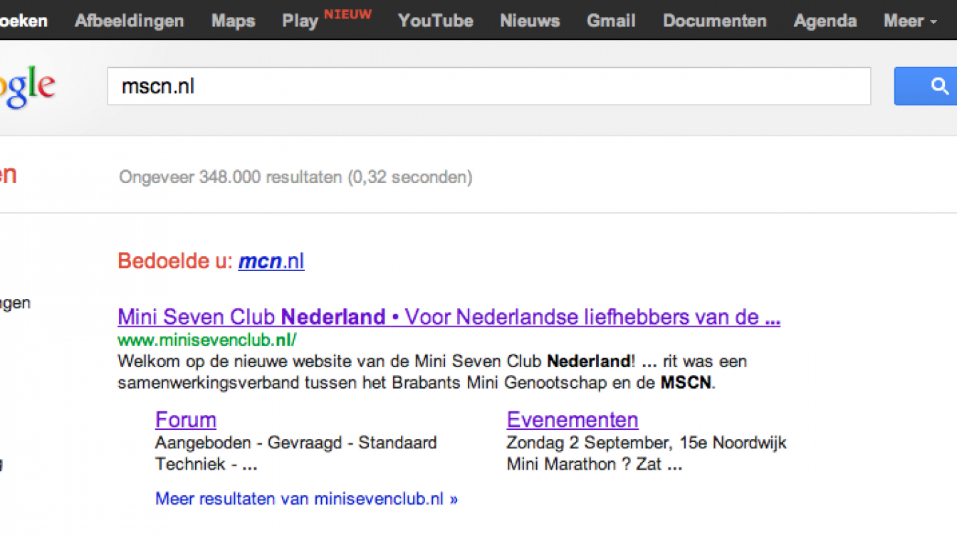 Screenshot of Google search for mscn.nl.
