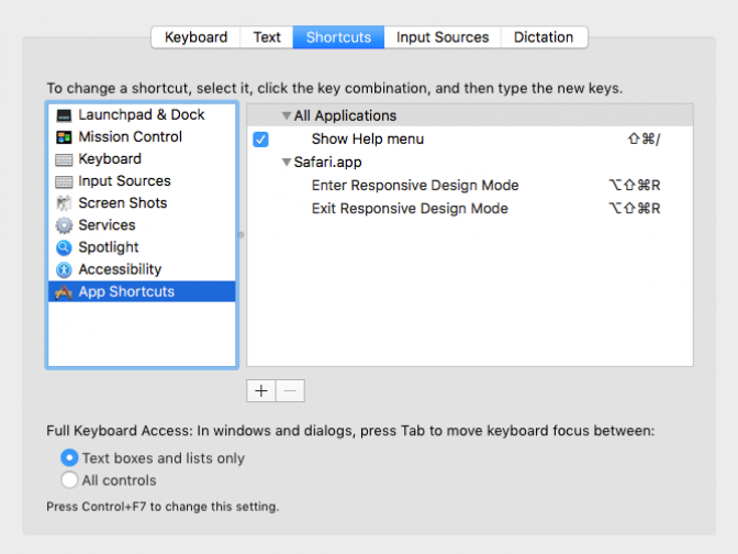 safari responsive design mode keyboard